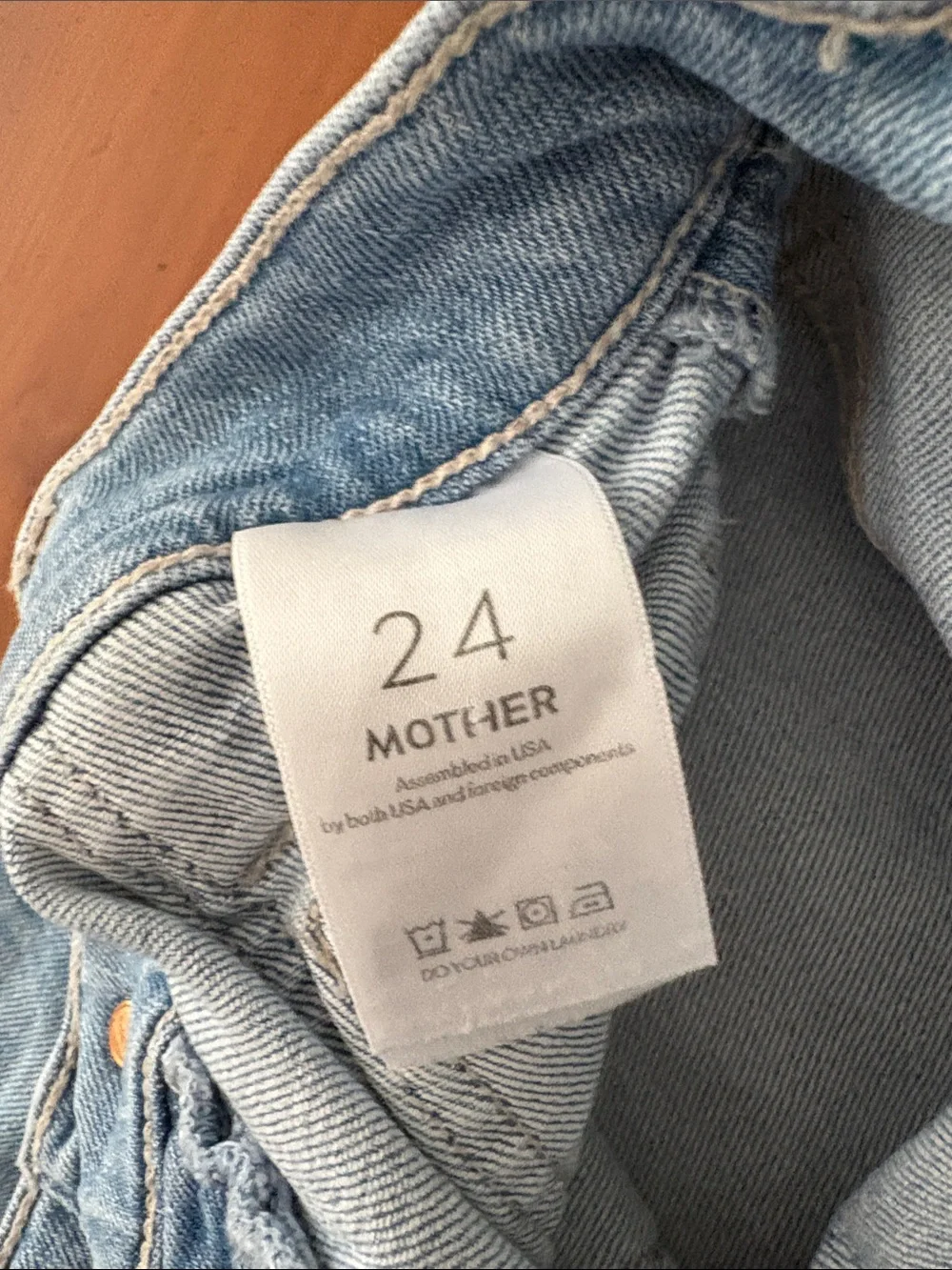 MOTHER Light Blue Denim Jeans with Copper Button